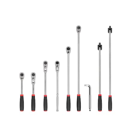 Tekton 1/2 Inch Drive Quick-Release Comfort Grip Ratchet, L-Handle, and Breaker Bar Set (9-Piece) SDR99202